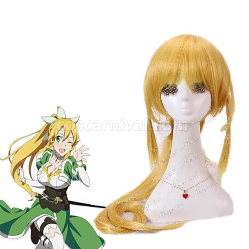 110cm long golden cosplay wig party full ponytail hair new hot sword art online alo custom costume