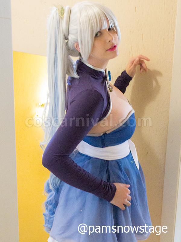 120cm grey fade blue white trailer cos wig with ponytail custom costumes
