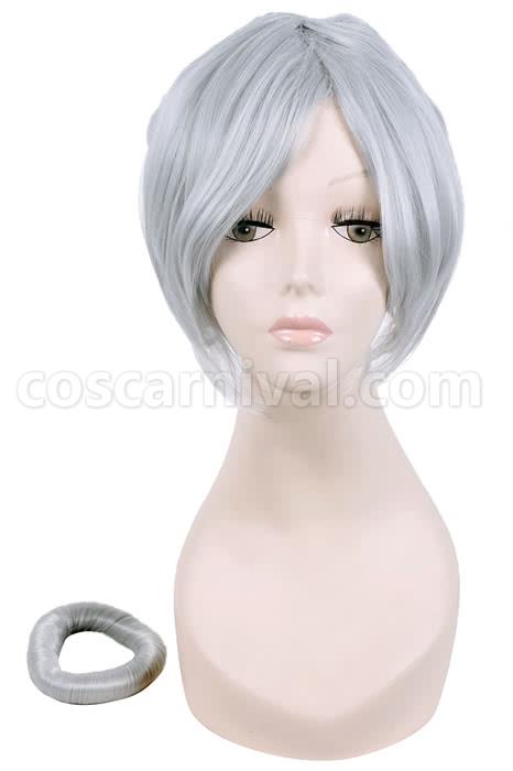 120cm grey fade blue white trailer cos wig with ponytail custom costumes