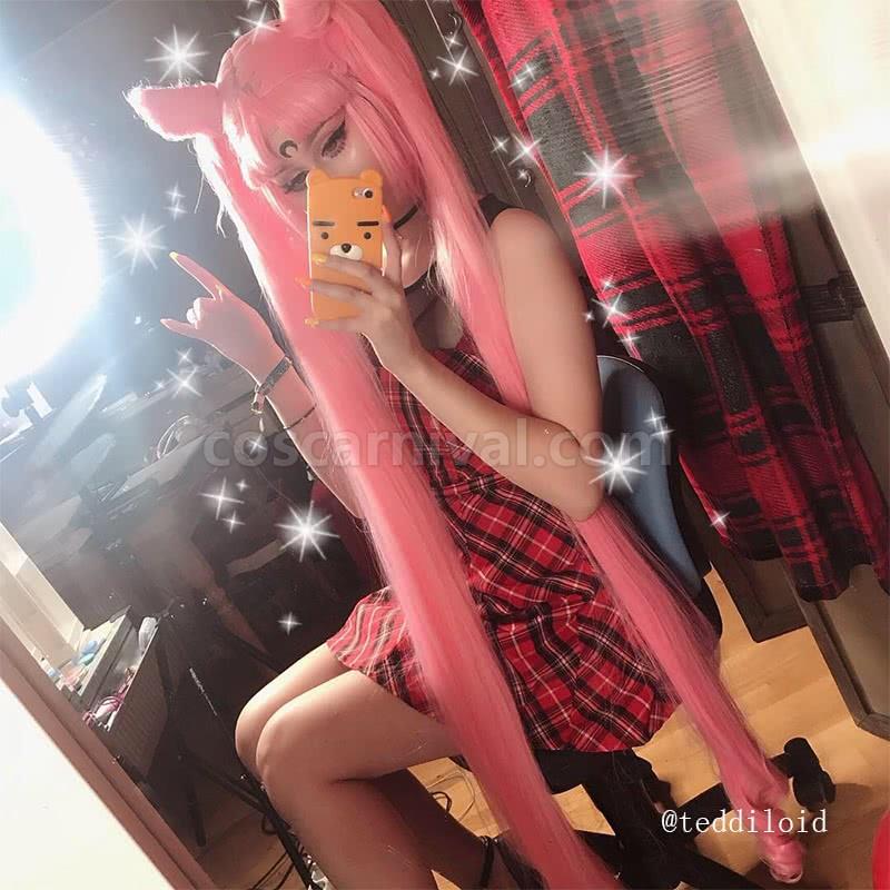 130cm long sailor moon wigs pink woman wigs anime cosplays