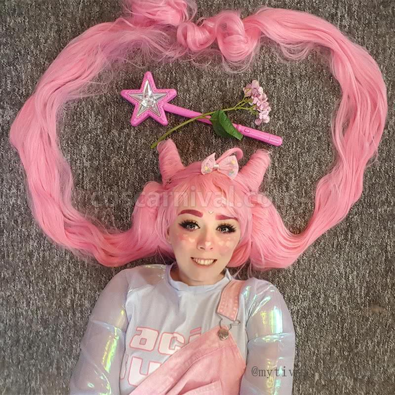 130cm long sailor moon wigs pink woman wigs anime cosplays