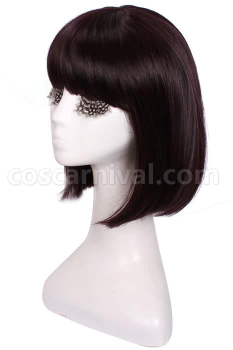 30cm black purple wig sailormoon tomoe hotaru neat bangs girls hair cosplay costume