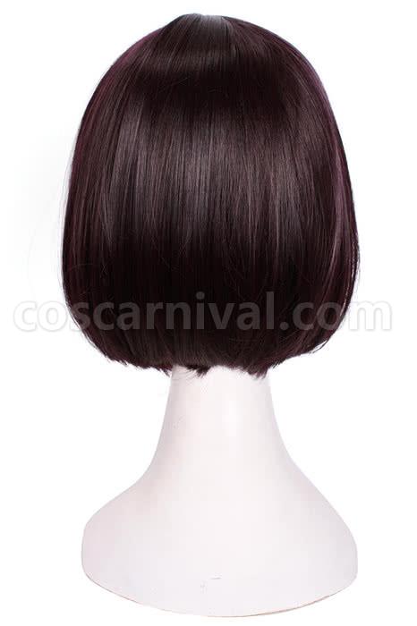 30cm black purple wig sailormoon tomoe hotaru neat bangs girls hair cosplay costume