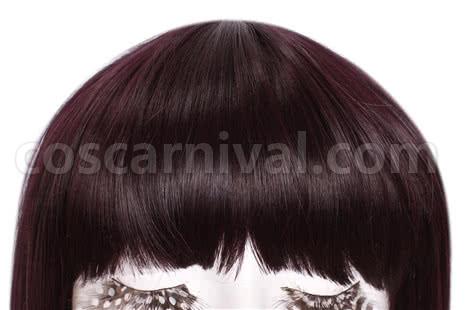30cm black purple wig sailormoon tomoe hotaru neat bangs girls hair cosplay costume