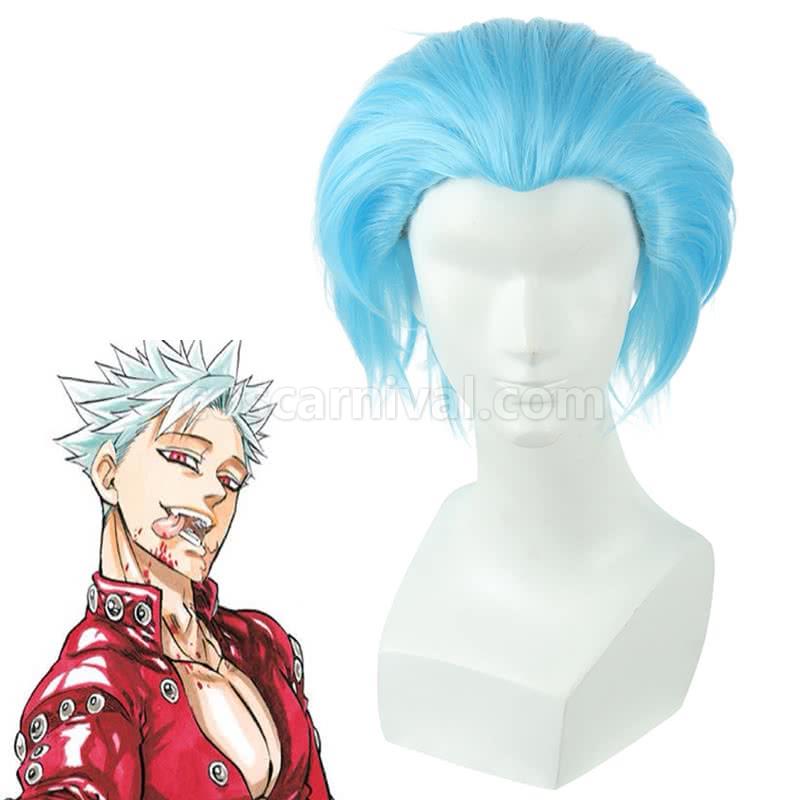 30cm short the seven deadly ban sky blue wig cosplays