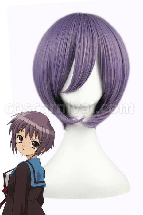 35cm the melancholy of haruhi suzumiya nagato yuki wigs short purple woman wigs custom cosplays