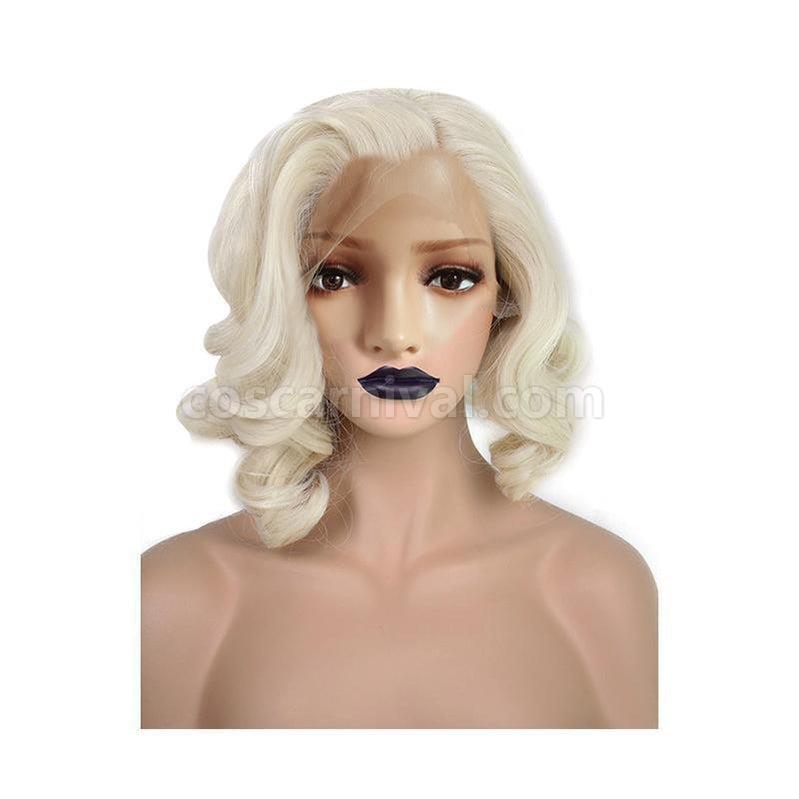 40cm Women Lace Front Wigs Short Curly White Cosplay Wigs coscarnival011119378