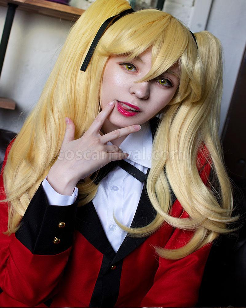 45cm kakegurui saotome meari synthetic yellow wigs anime cosplay
