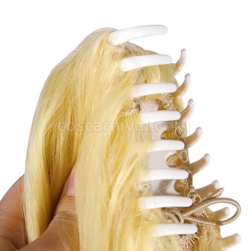 45cm kakegurui saotome meari synthetic yellow wigs anime cosplay