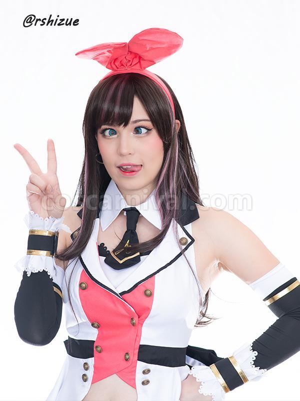 65cm long kizuna ai wigs black and pink woman wigs costumes