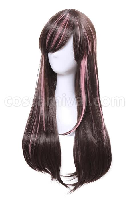 65cm long kizuna ai wigs black and pink woman wigs costumes