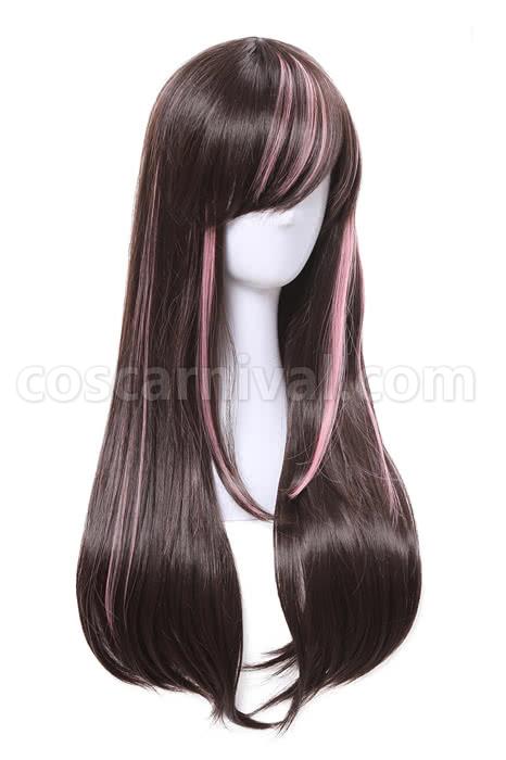 65cm long kizuna ai wigs black and pink woman wigs costumes