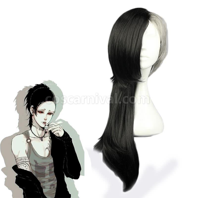 80cm long tokyo ghoul uta female black mixde white wig cosplays