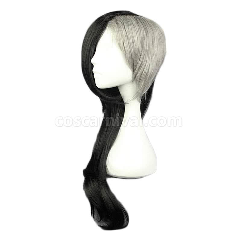 80cm long tokyo ghoul uta female black mixde white wig cosplays
