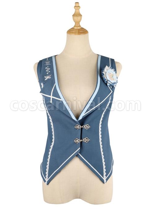 Alice Detective Series Embroidery Prince Retro Lolita Blue Vest coscarnival