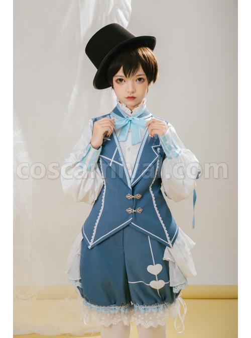 Alice Detective Series Embroidery Prince Retro Lolita Blue Vest coscarnival