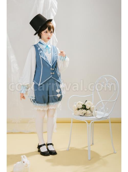 Alice Detective Series Embroidery Prince Retro Lolita Blue Vest coscarnival
