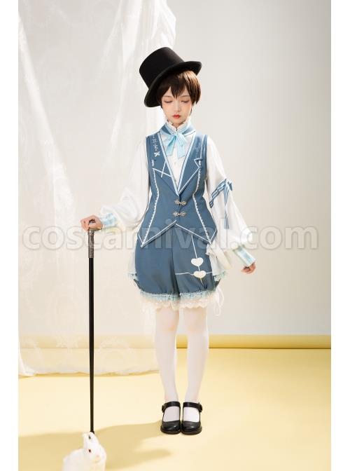 Alice Detective Series Stand-up Collar Prince Retro Classic Lolita White Long Sleeve Shirt coscarnival