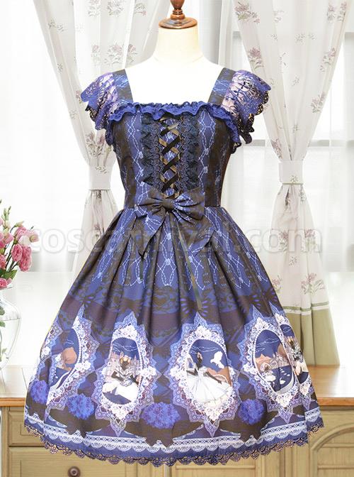 Alice-Little-Red-Cap-Series-Printing-Retro-Slim-Classic-Lolita-Sling-Dress-coscarnival-4295