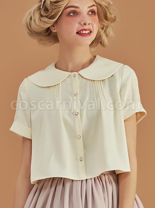 Antique Chair Series Apricot Doll Collar Short Sleeve Classic Lolita Shirt coscarnival