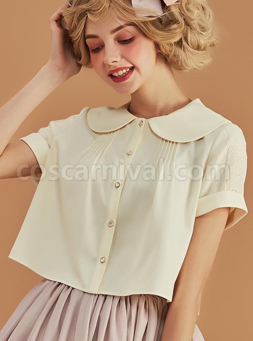 Antique Chair Series Apricot Doll Collar Short Sleeve Classic Lolita Shirt coscarnival