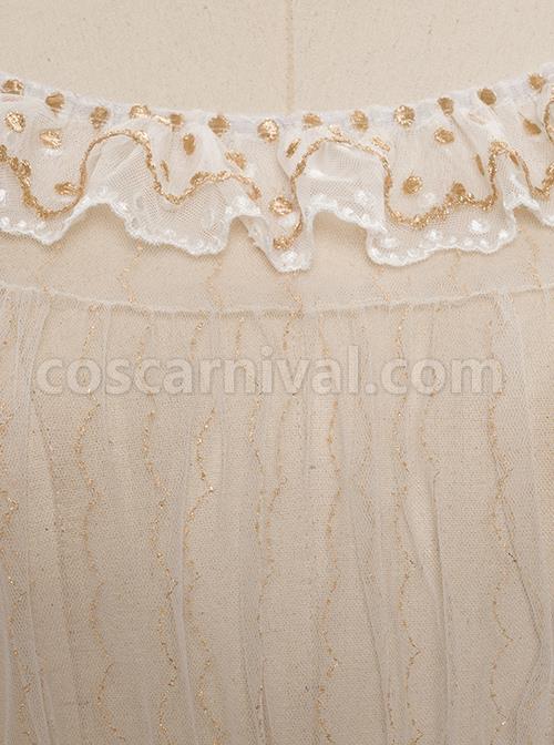 Apricot Chiffon Lace Ruffle Collar Classic Lolita Short Sleeve Shirt coscarnival