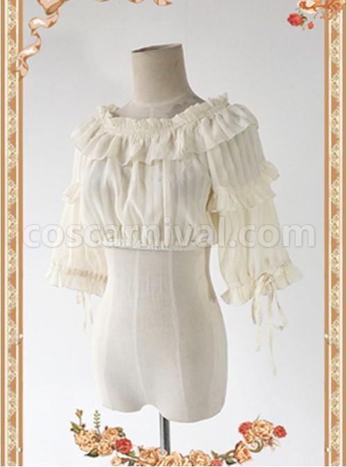 Apricot Color Lovely Puff Sleeve Lolita Super Short Top coscarnival