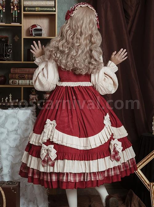 Autumn-And-Winter-Doll-Collar-Plaid-Print-Bow-Stitching-Lantern-Sleeves-Cute-Classic-Lolita-Long-Sleeve-Dress-coscarnival-1441