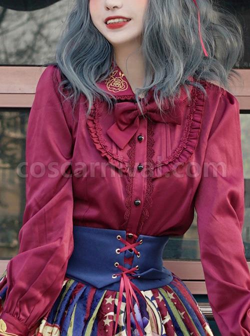 Autumn Dew Series Lapel Embroidery Classic Lolita Autumn Winter Long Sleeve Shirt coscarnival