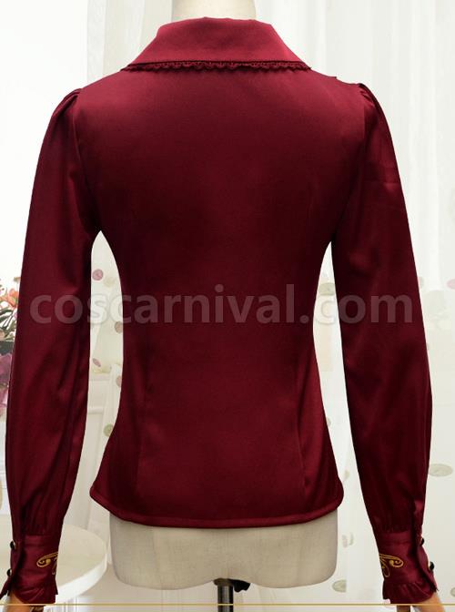 Autumn Dew Series Lapel Embroidery Classic Lolita Autumn Winter Long Sleeve Shirt coscarnival