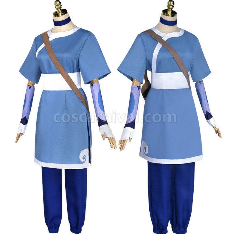 Avatar The Last Airbender Katara Blue Dress Outfit Cosplay Costumes coscarnival011115908