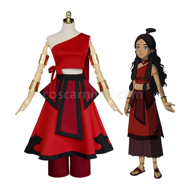 Avatar The Last Airbender Katara Red Dress Outfit Cosplay Costume coscarnival011115884