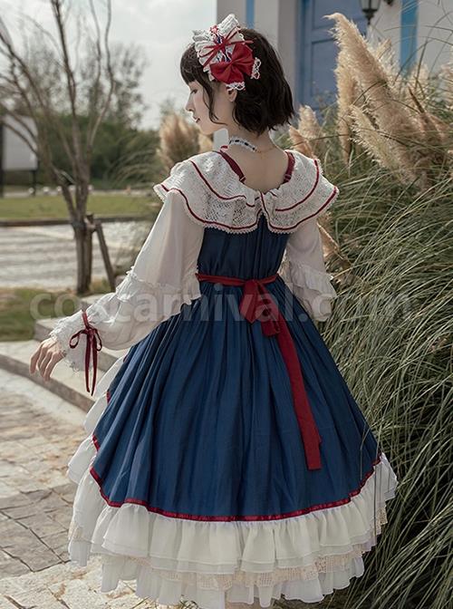 Bai-Xueji-Series-Double-Layer-Lace-Round-Neck-Red-Lacing-Hollow-Lace-Drawstring-Hem-Classic-Lolita-Long-Sleeved-Dress-coscarnival-1854
