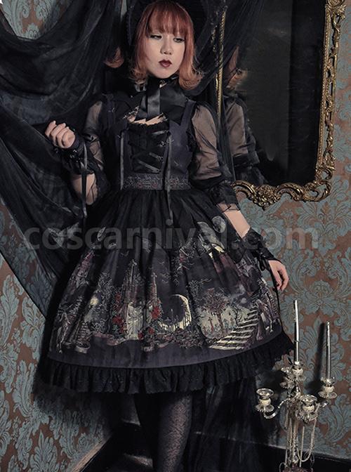 Bat Collar Black Long Sleeve Gothic Lolita Shirt coscarnival