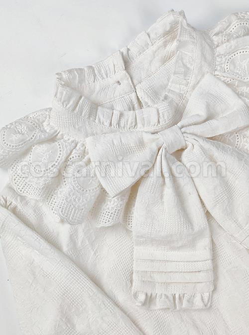 Big Bowknot Cotton Classic Lolita Long Sleeve Big Size Shirt coscarnival