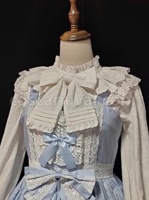 Big Bowknot Cotton Classic Lolita Long Sleeve Big Size Shirt coscarnival
