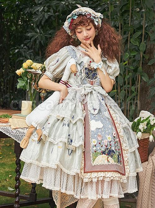 Big-White-Goose-Yaya-Series-Round-Neck-Flower-Embroidered-Plaid-Apron-Stitching-Polka-Dot-Lace-Hem-Classic-Lolita-Short-Sleeved-Dress-coscarnival-3515