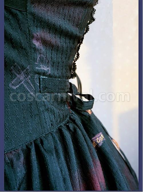 Black And Red Halloween Themed Pumpkin Printed Self Cultivation Skirt coscarnival