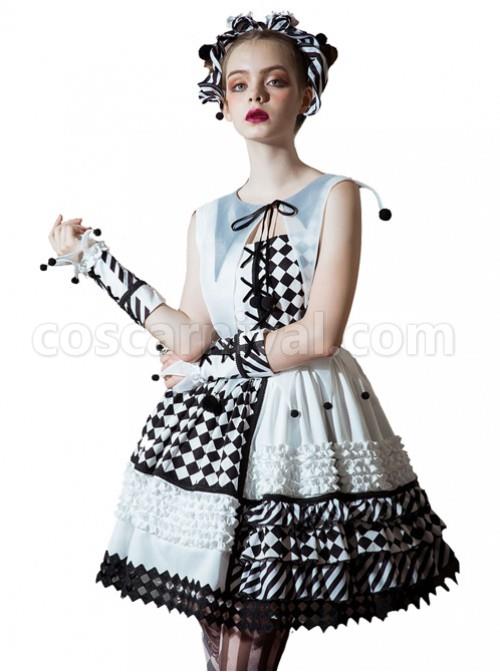Black And White Clown Girl Lolita Full-set coscarnival