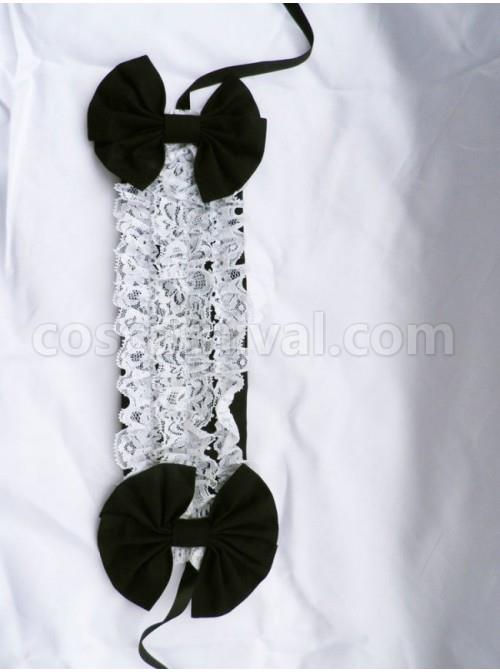 Black And White Long Sleeves Bow Cotton Gothic Lolita Dress coscarnival