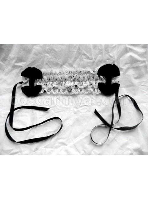 Black And White Short Sleeves Bow Cotton Gothic Lolita Dress coscarnival