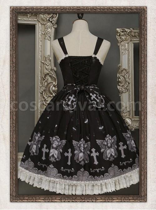 Black Angel Fold Vest Skirt Lace At The Bottom coscarnival