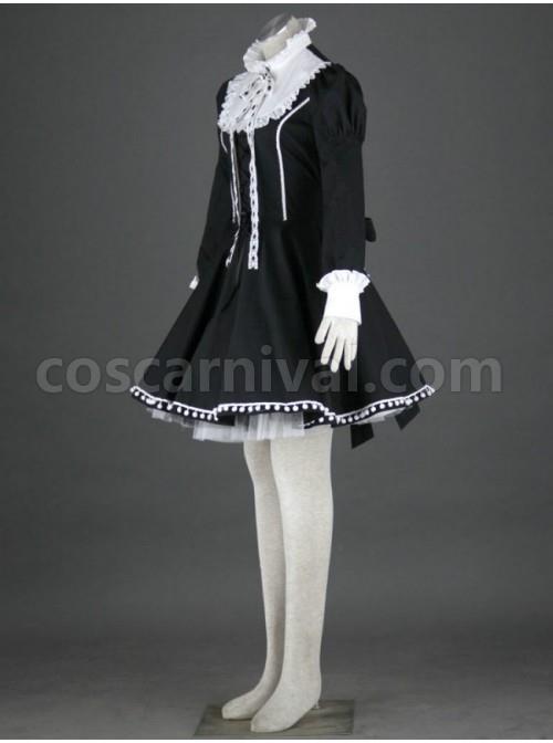 Black Charming Long Sleeves Cotton Gothic Lolita Dress coscarnival