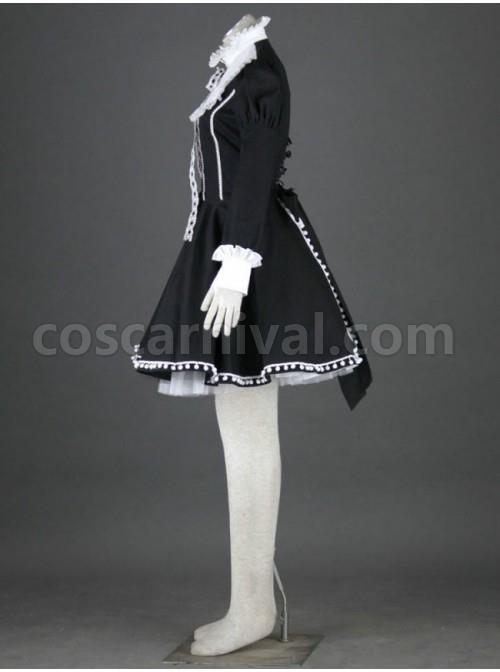 Black Charming Long Sleeves Cotton Gothic Lolita Dress coscarnival