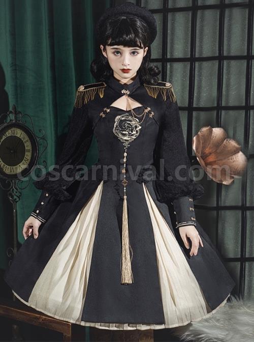 Black-Chinoiserie-Stand-Collar-Metal-Chain-Epaulets-Embroidery-Long-Tassel-Accessories-Classic-Lolita-Long-Sleeve-Dress-coscarnival-3508