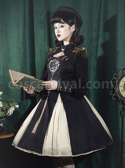 Black-Chinoiserie-Stand-Collar-Metal-Chain-Epaulets-Embroidery-Long-Tassel-Accessories-Classic-Lolita-Long-Sleeve-Dress-coscarnival-3520