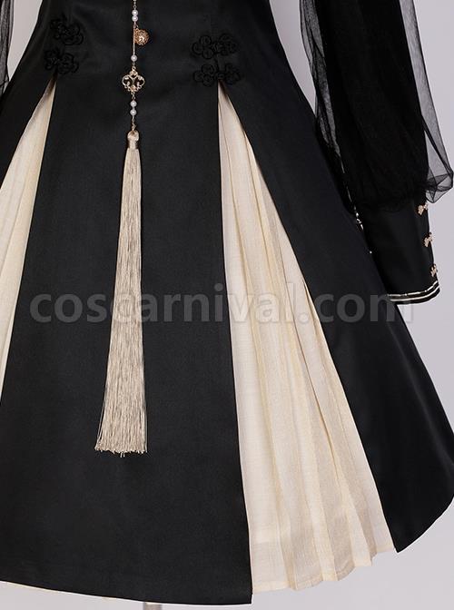 Black-Chinoiserie-Stand-Collar-Metal-Chain-Epaulets-Embroidery-Long-Tassel-Accessories-Classic-Lolita-Long-Sleeve-Dress-coscarnival-3546