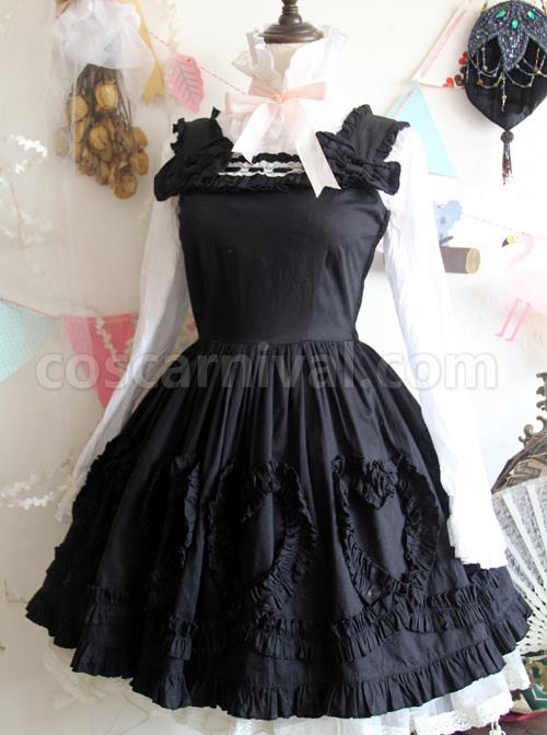 Black-Cute-Bowknot-Slim-Classic-Lolita-Sling-Dress-coscarnival-481