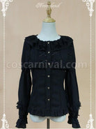 Black Doll Collar Lantern Sleeve Bowknot Lolita Blouse coscarnival