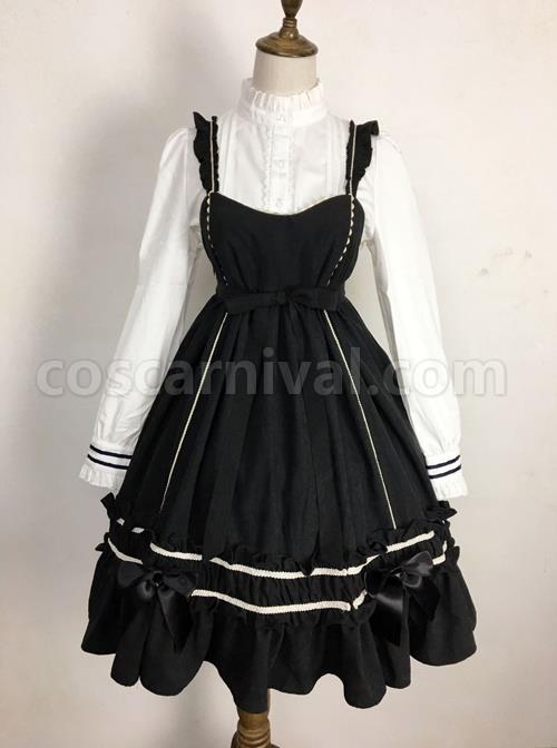 Black-Elegant-Bowknot-Classic-Lolita-Sling-Dress-coscarnival-3502